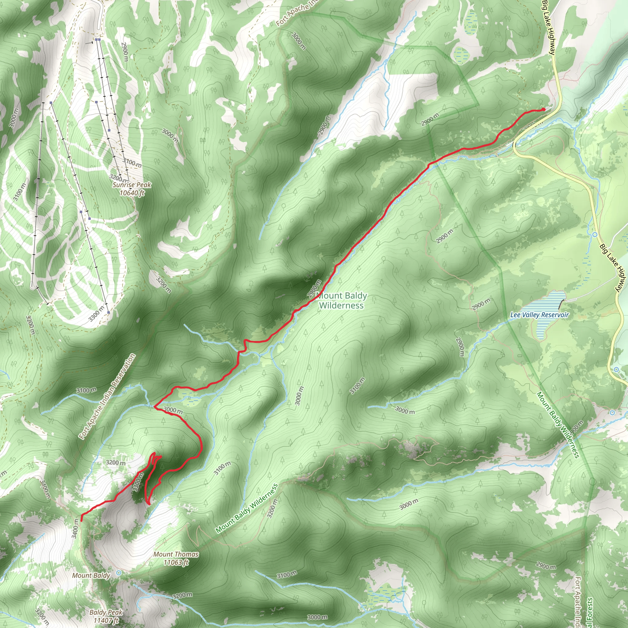 West Baldy Trail mobile static map
