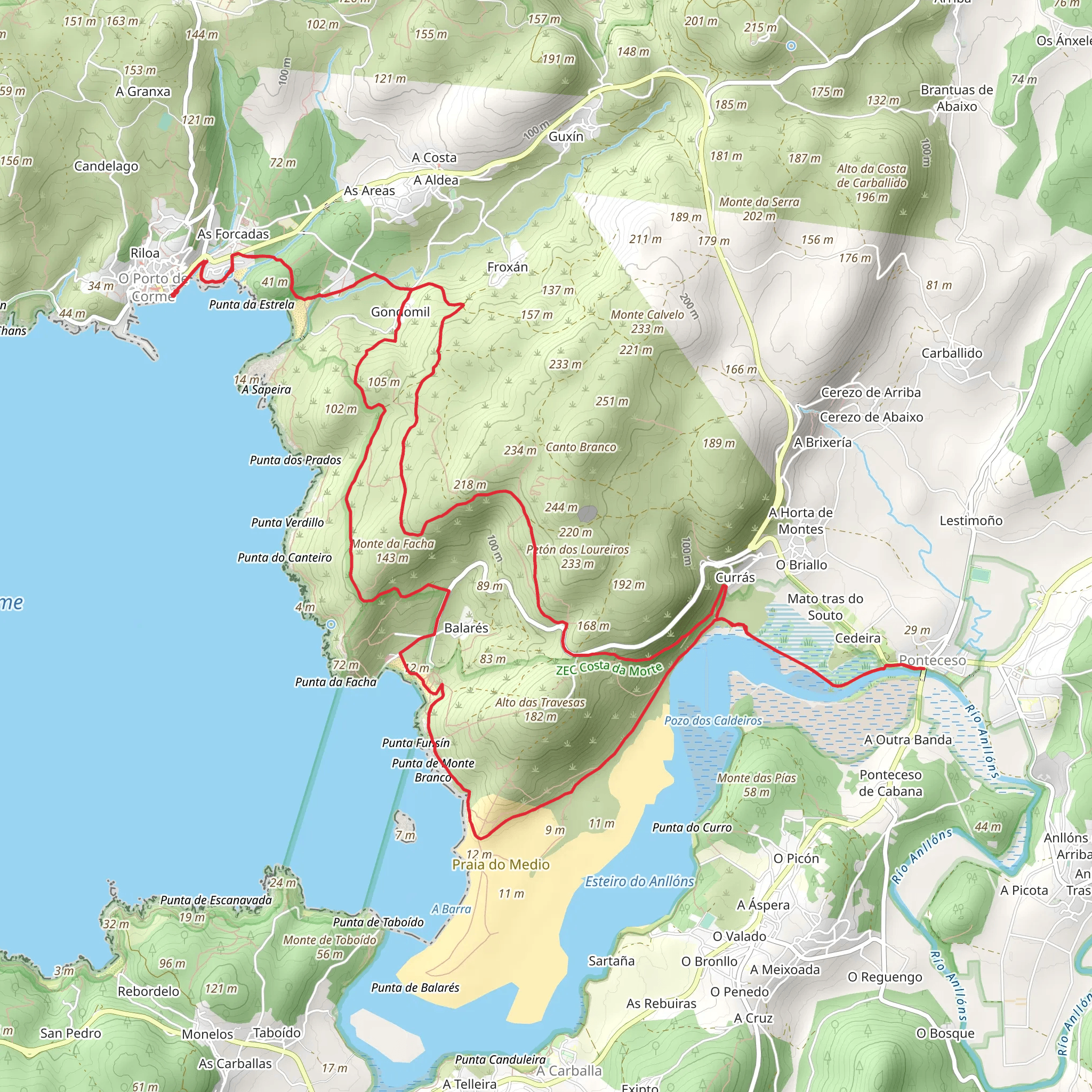 PR G 148 Ruta do Mar de Corme e Ribeira do Anllóns mobile static map