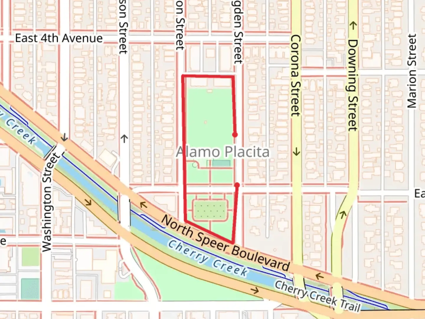 An image depicting the trail Alamo Placita Park Loop and its surrounding area.