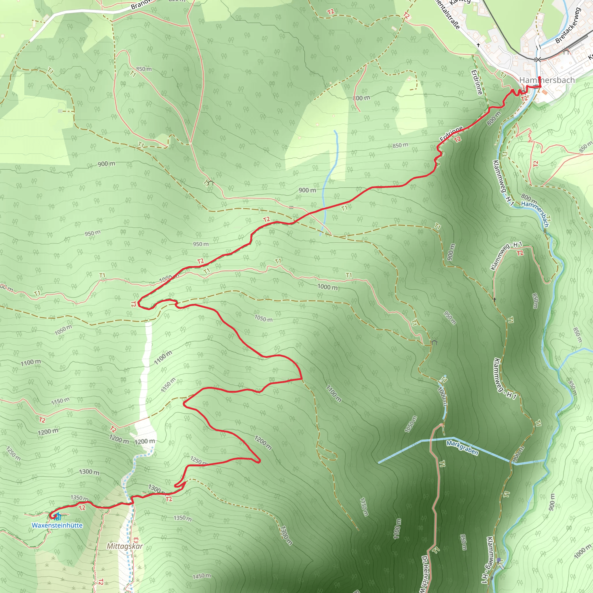 Waxensteinhütte Walk via Sagenhafter Bergwald mobile static map