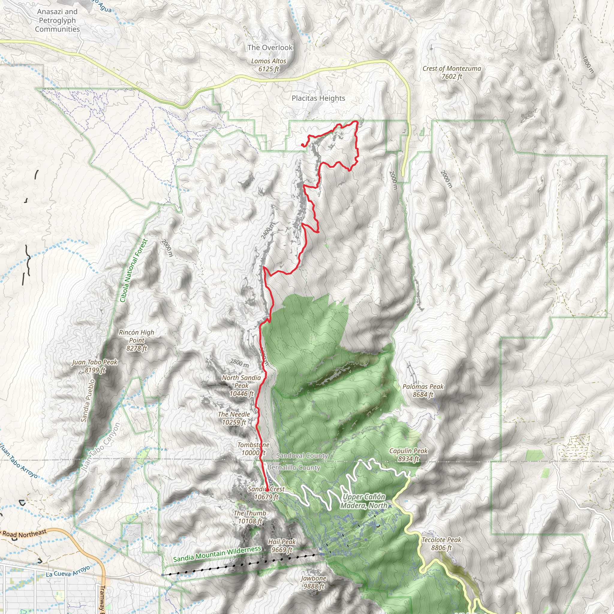 Sandia Crest Point to Point mobile static map