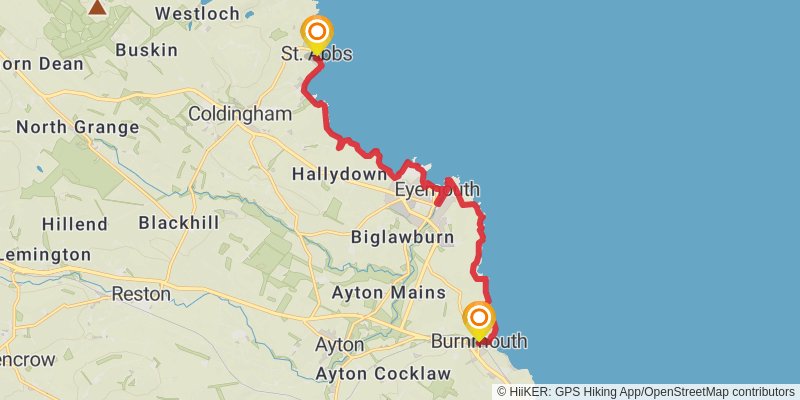 Berwickshire Coastal Path stage 2 Map