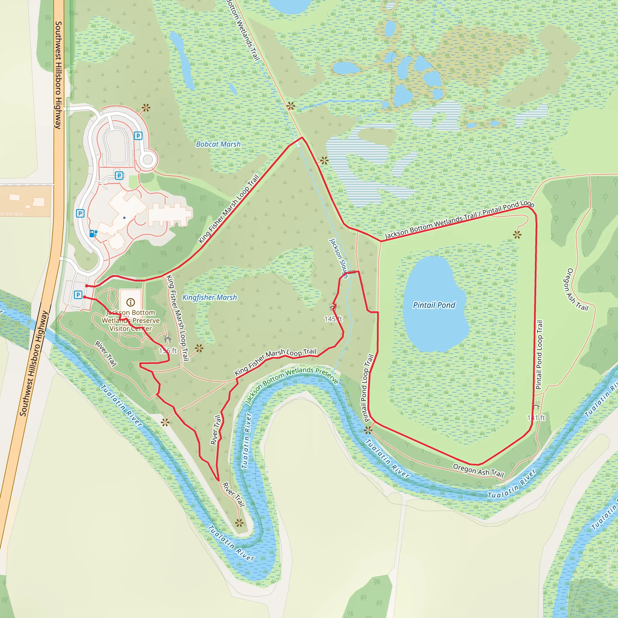 Pintail Pond Loop via King Fisher Marsh Trail mobile static map