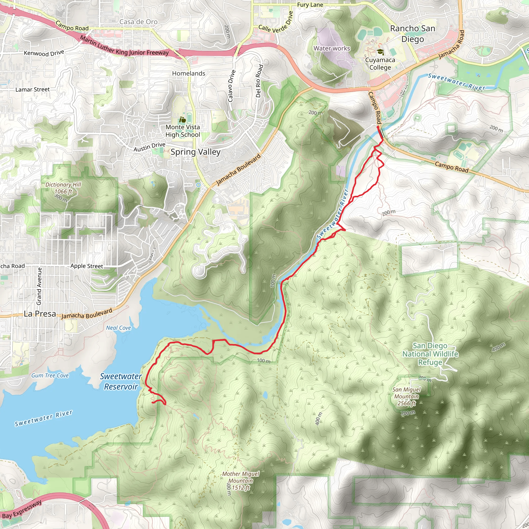 Sweetwater Reservoir Trail mobile static map