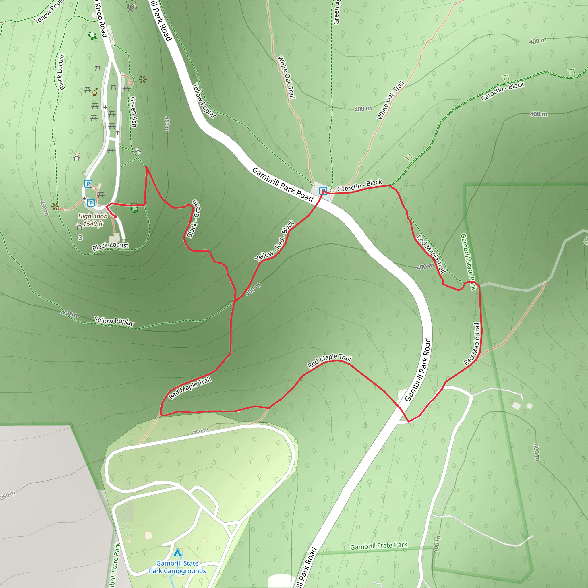 High Knob - Red Maple Trail mobile static map