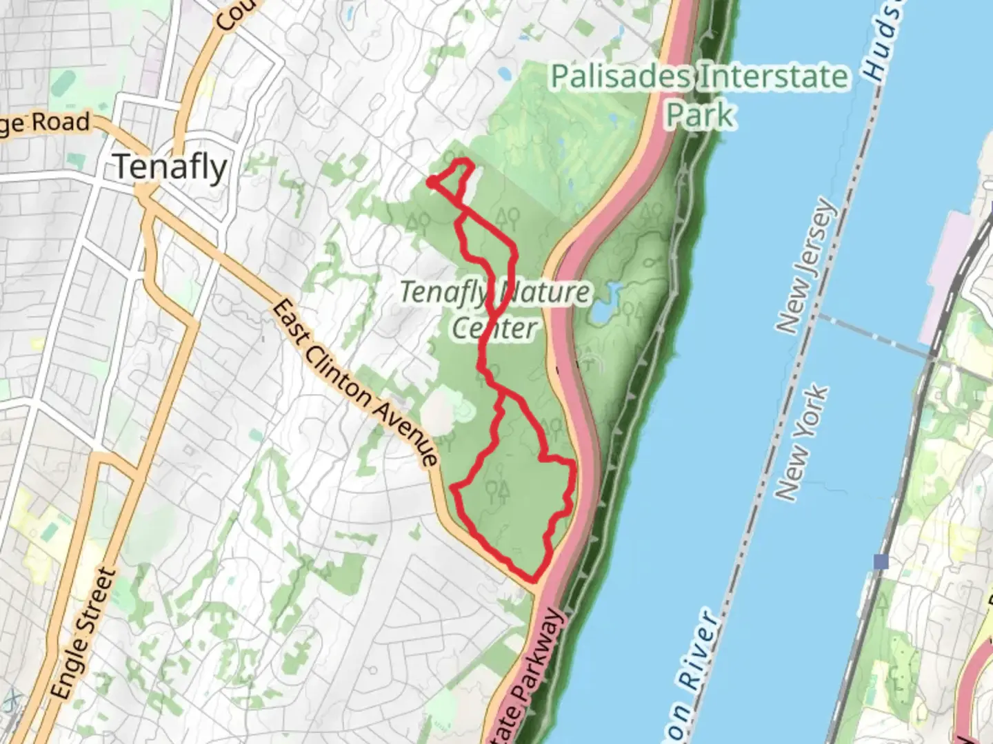An image depicting the trail Yellow Trail, red Trail and Yellow - Orange Seely Loop and its surrounding area.