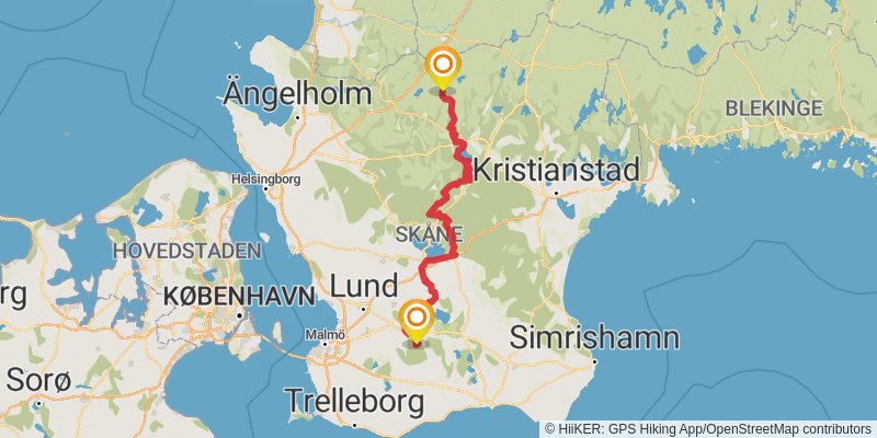 Skåneleden Trail alt 1 Map