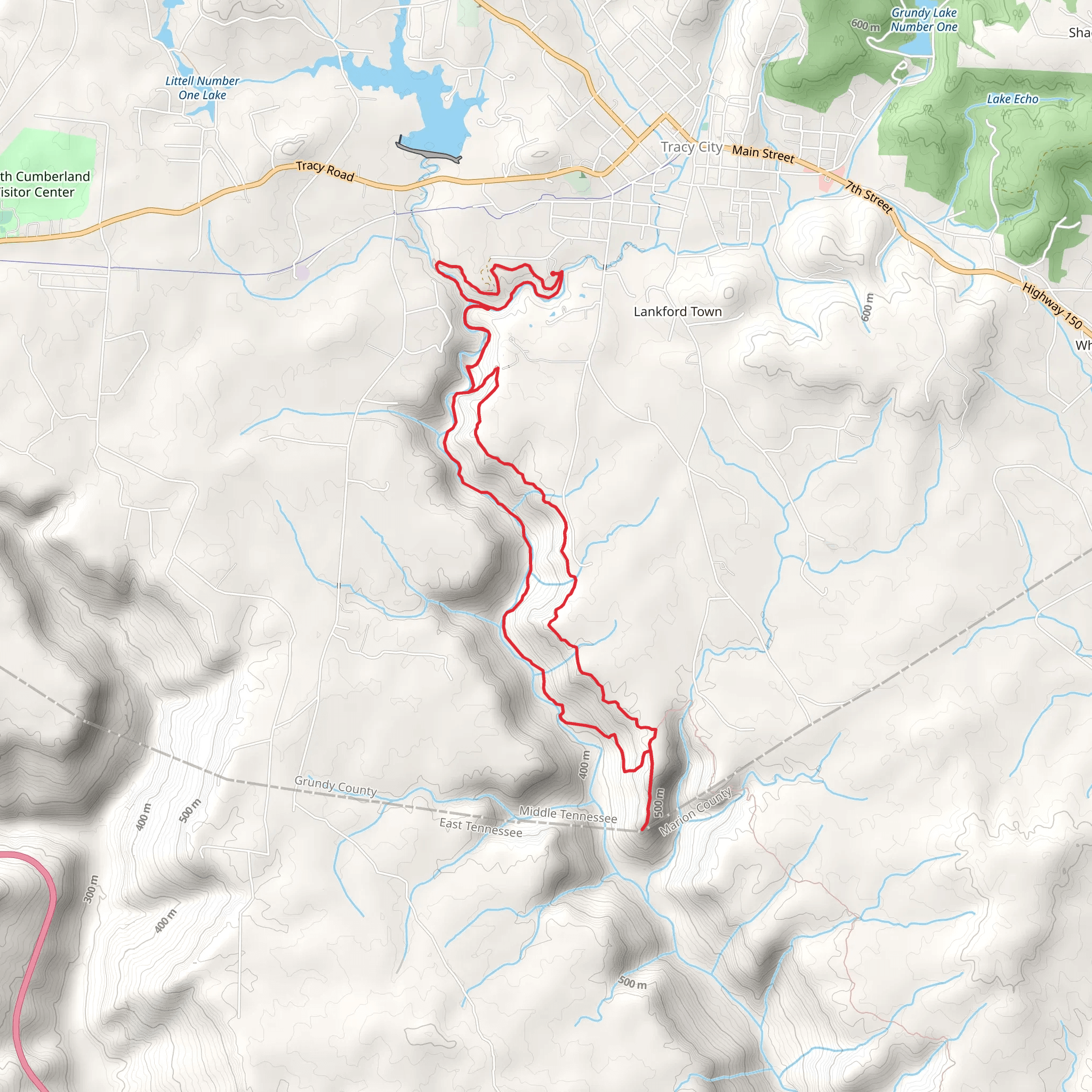 Grundy Forest Day, Fiery Gizzard Trail and Raven Point Trail Loop mobile static map