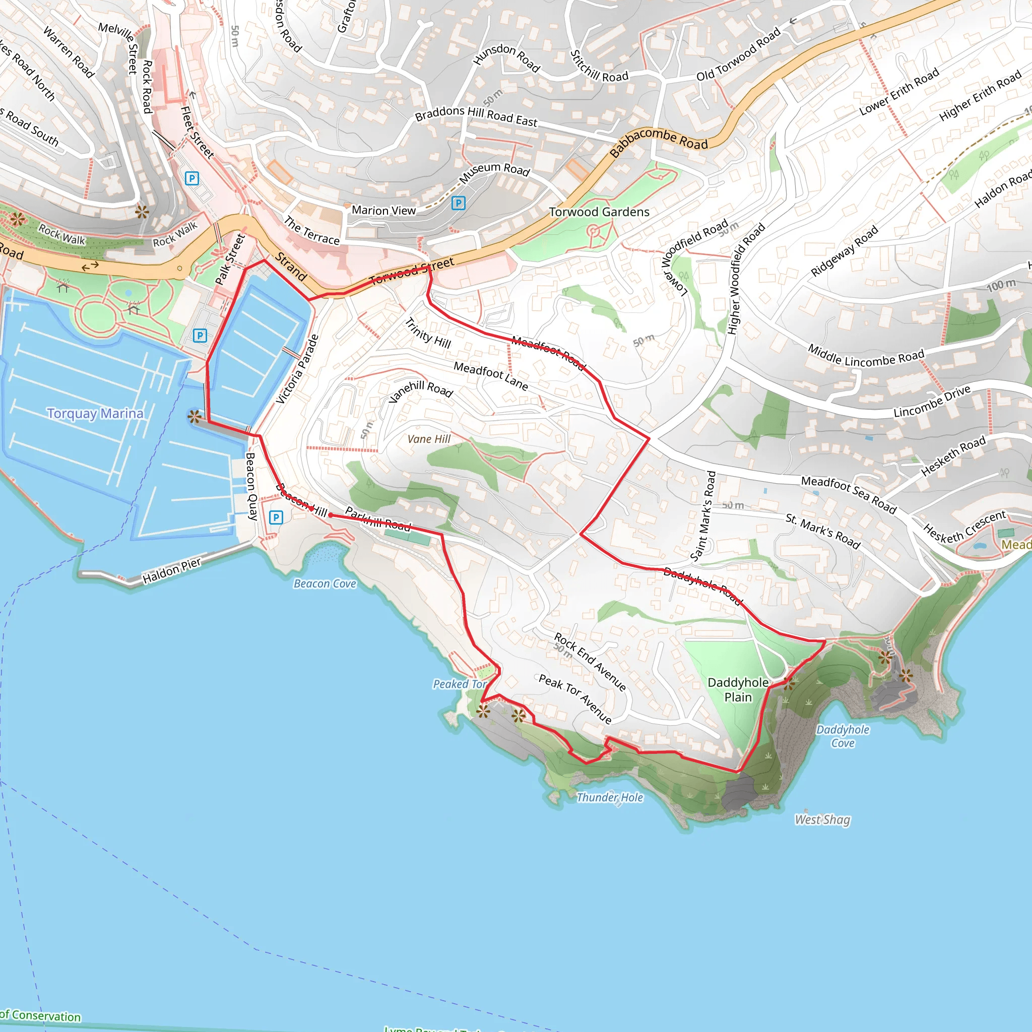 Living Coasts - Daddy Hole Plain Walk mobile static map