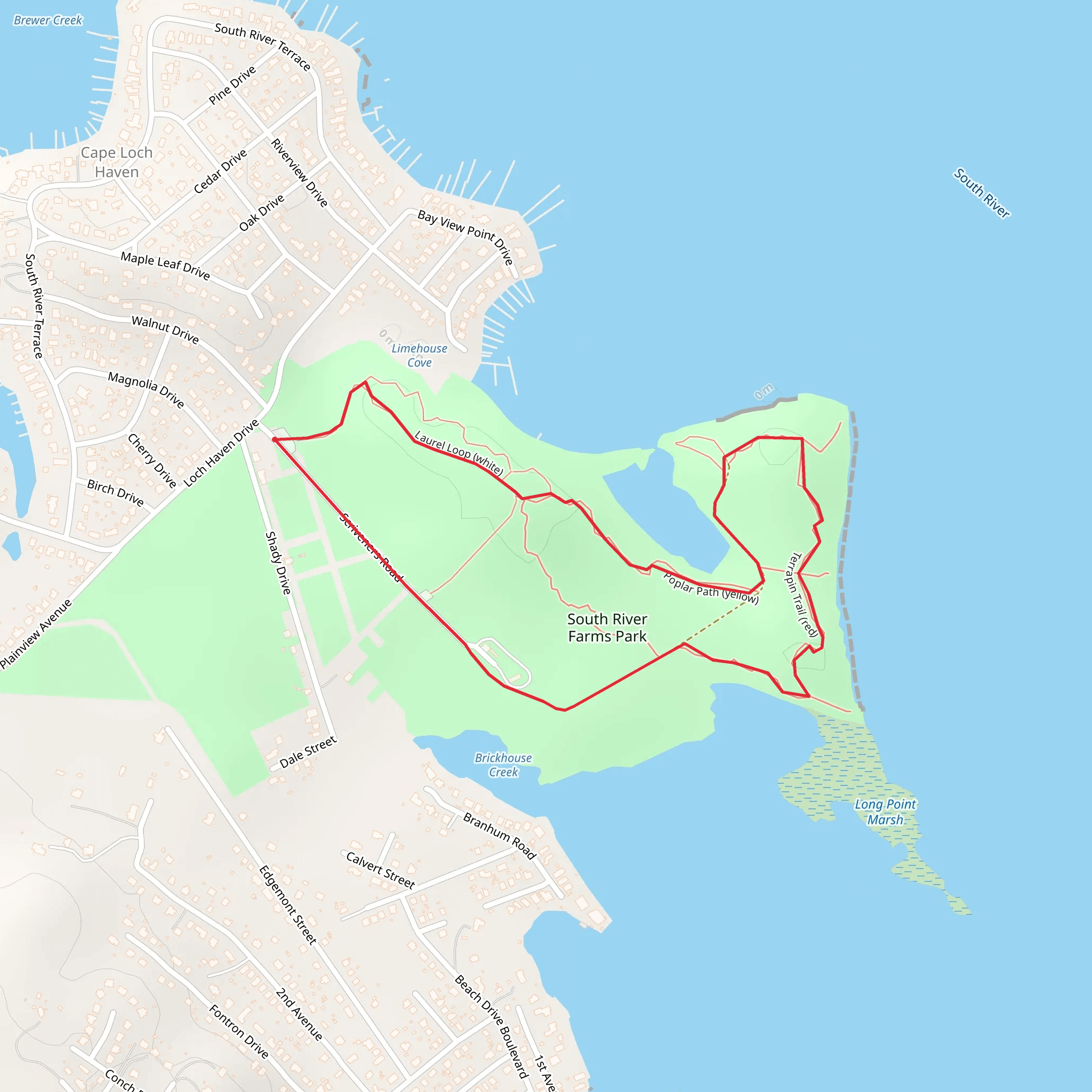 South River Farms Park Loop mobile static map