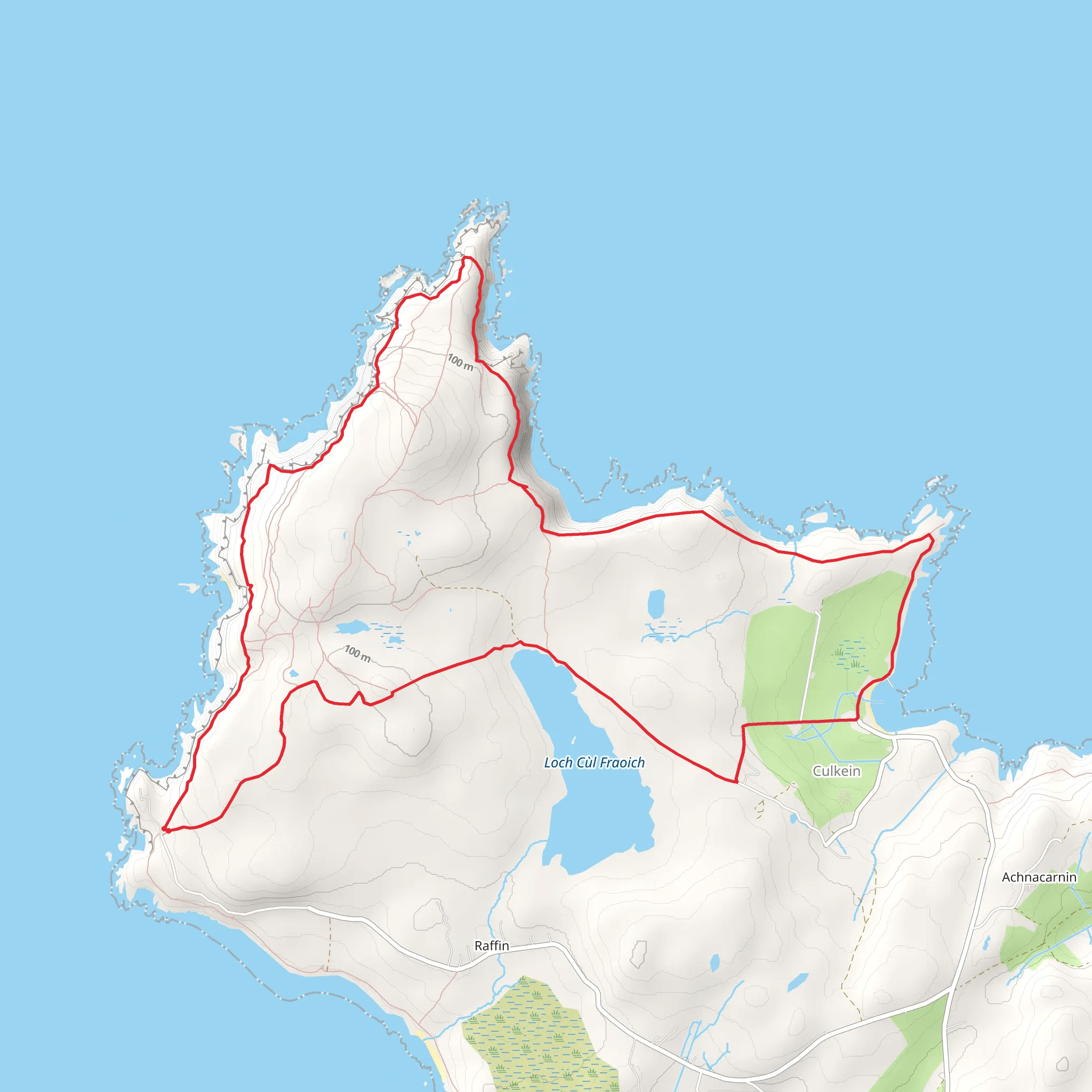 Point of Stoer and Bay of Culkein Loop via Loch Cul Fraoich mobile static map