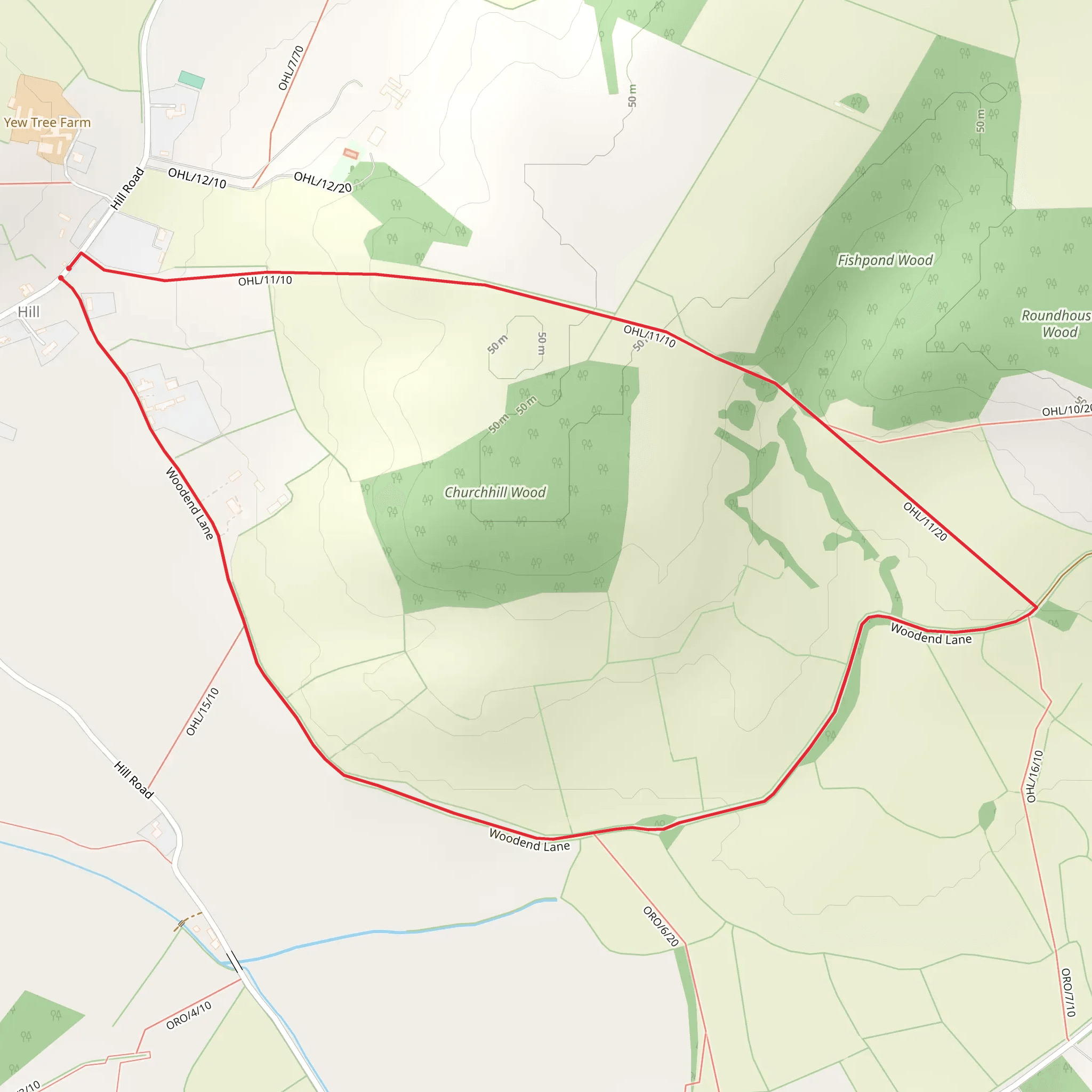 Churchhill Wood Loop mobile static map