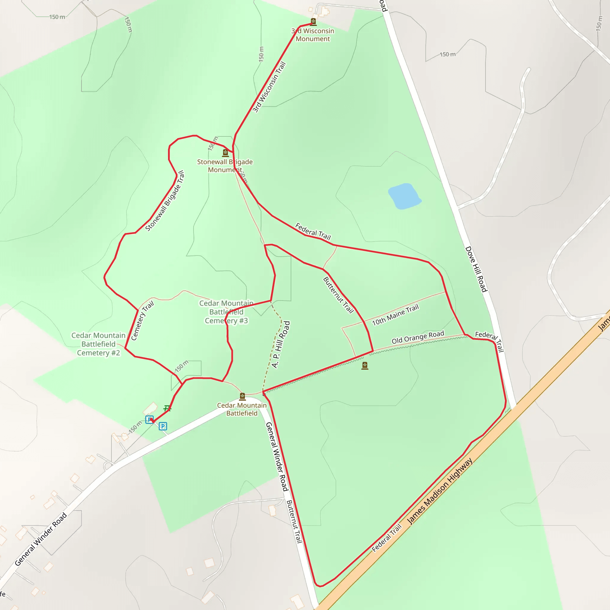 Federal Trail and North Carolina Loop Trail mobile static map