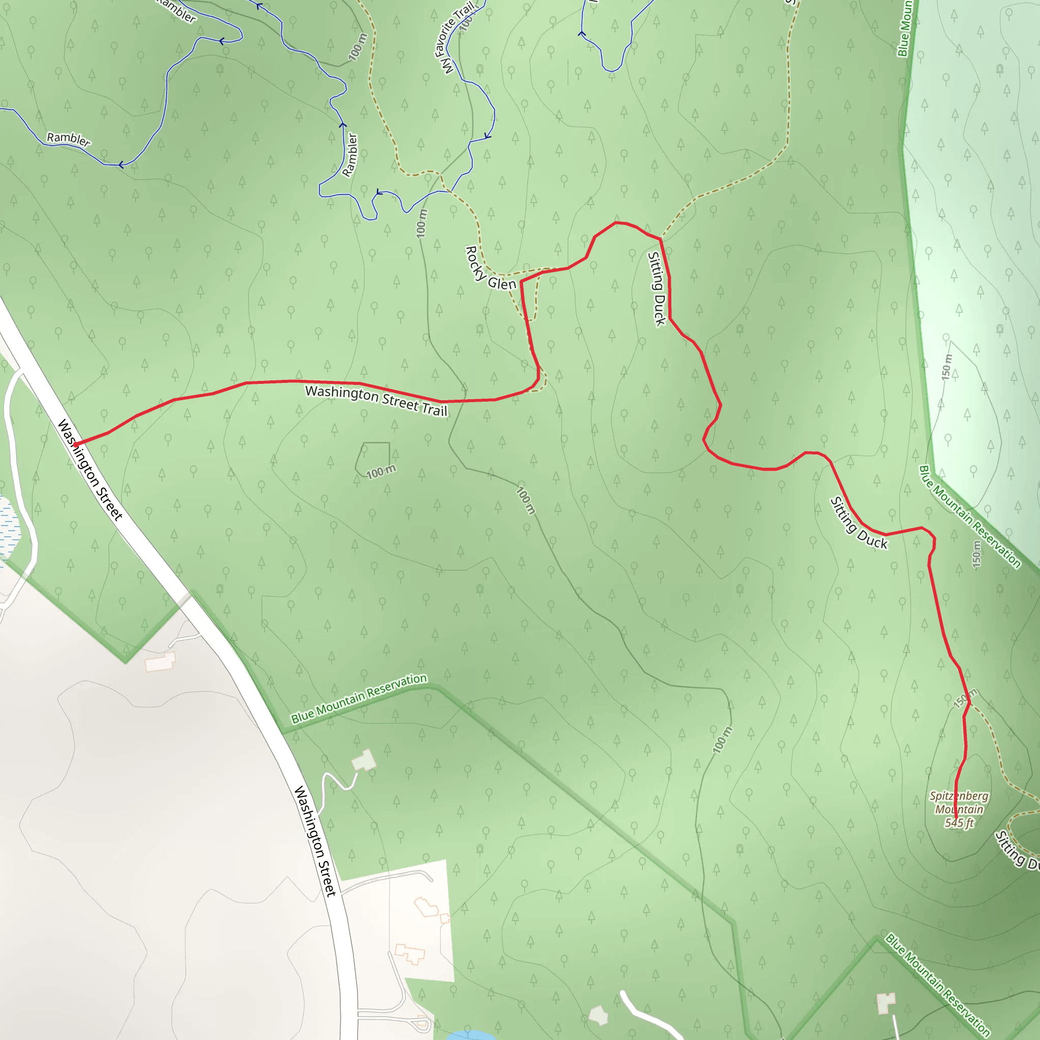 Spitzenberg Mountain via Washington Street Trail mobile static map