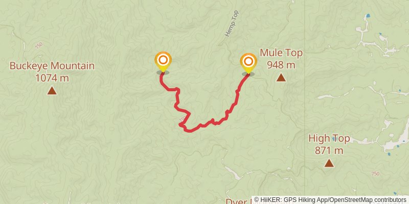 Jacks River to Cowpen Mountain spur 1 Map