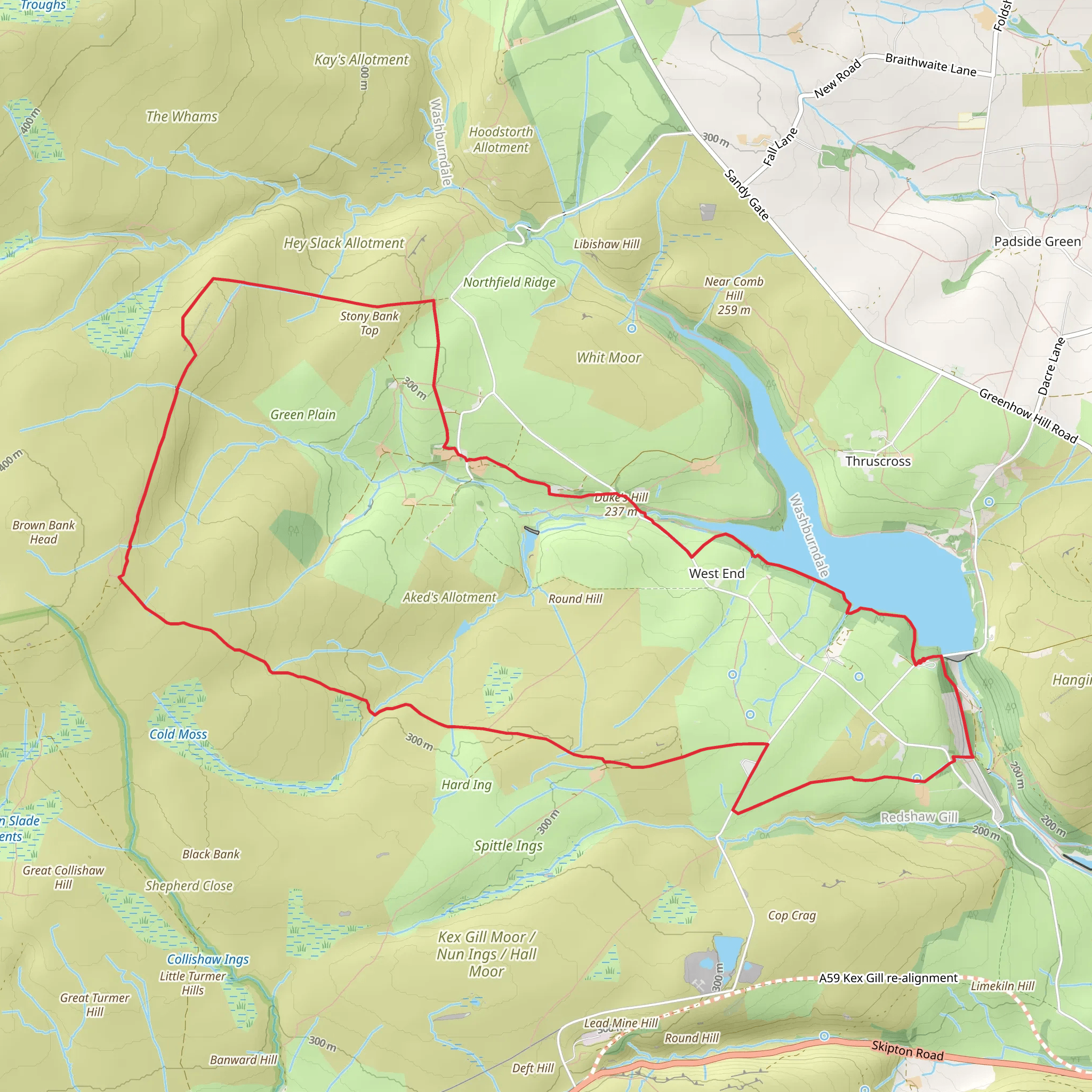 Rocking Moor - Bramley Head and Thruscross Reservoir mobile static map