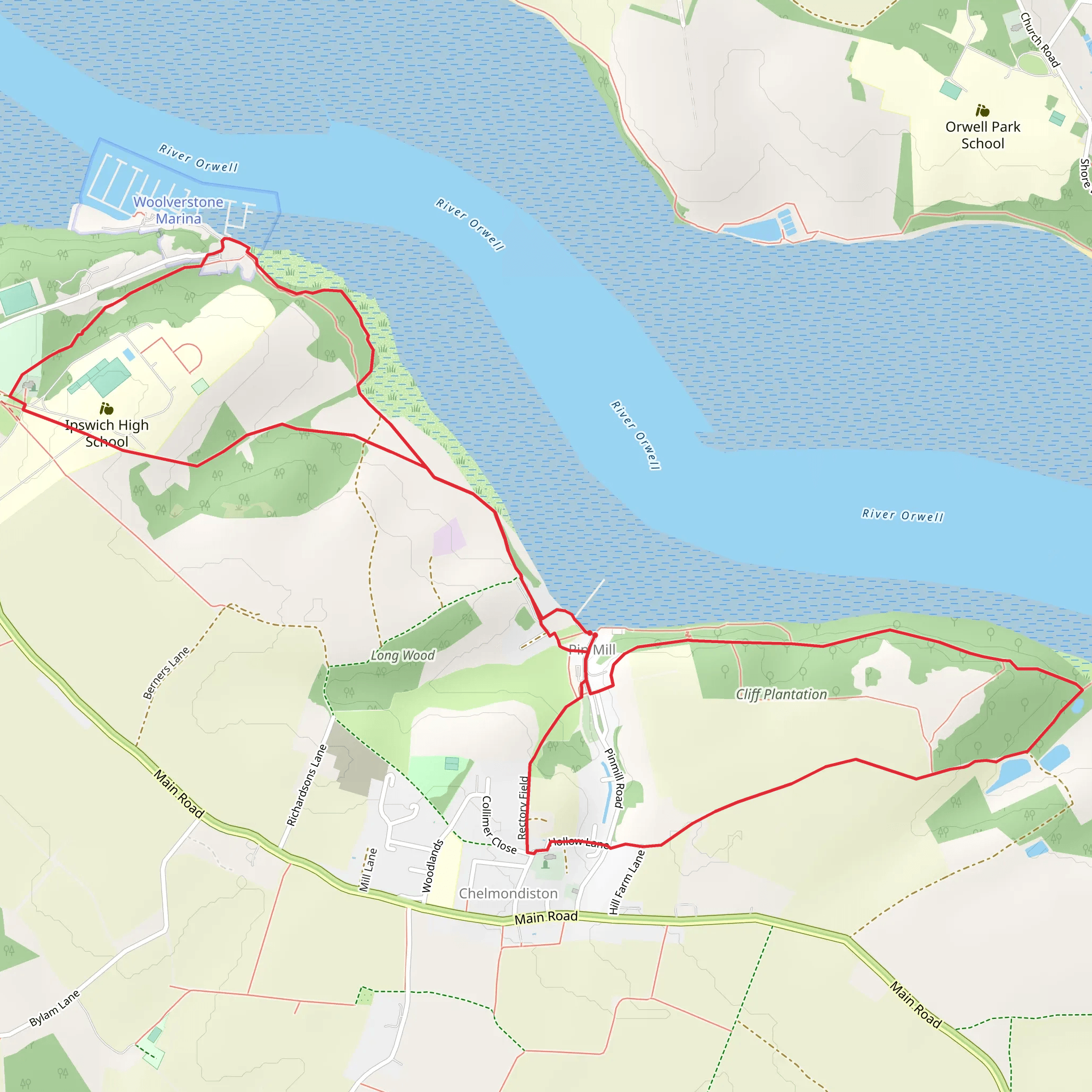 Pin Mill and River Orwell mobile static map