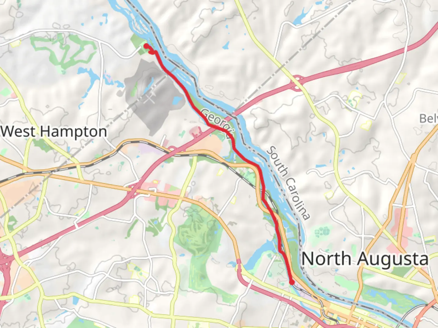An image depicting the trail Augusta Canal Trail and its surrounding area.
