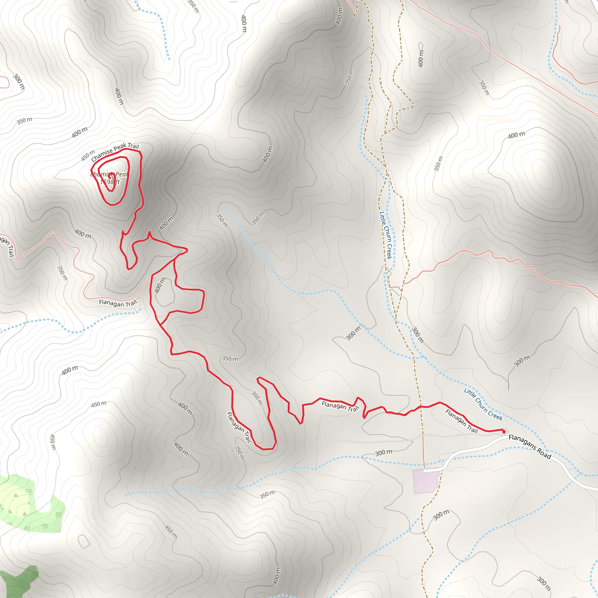 Chamise Peak via Flanagan Trail mobile static map