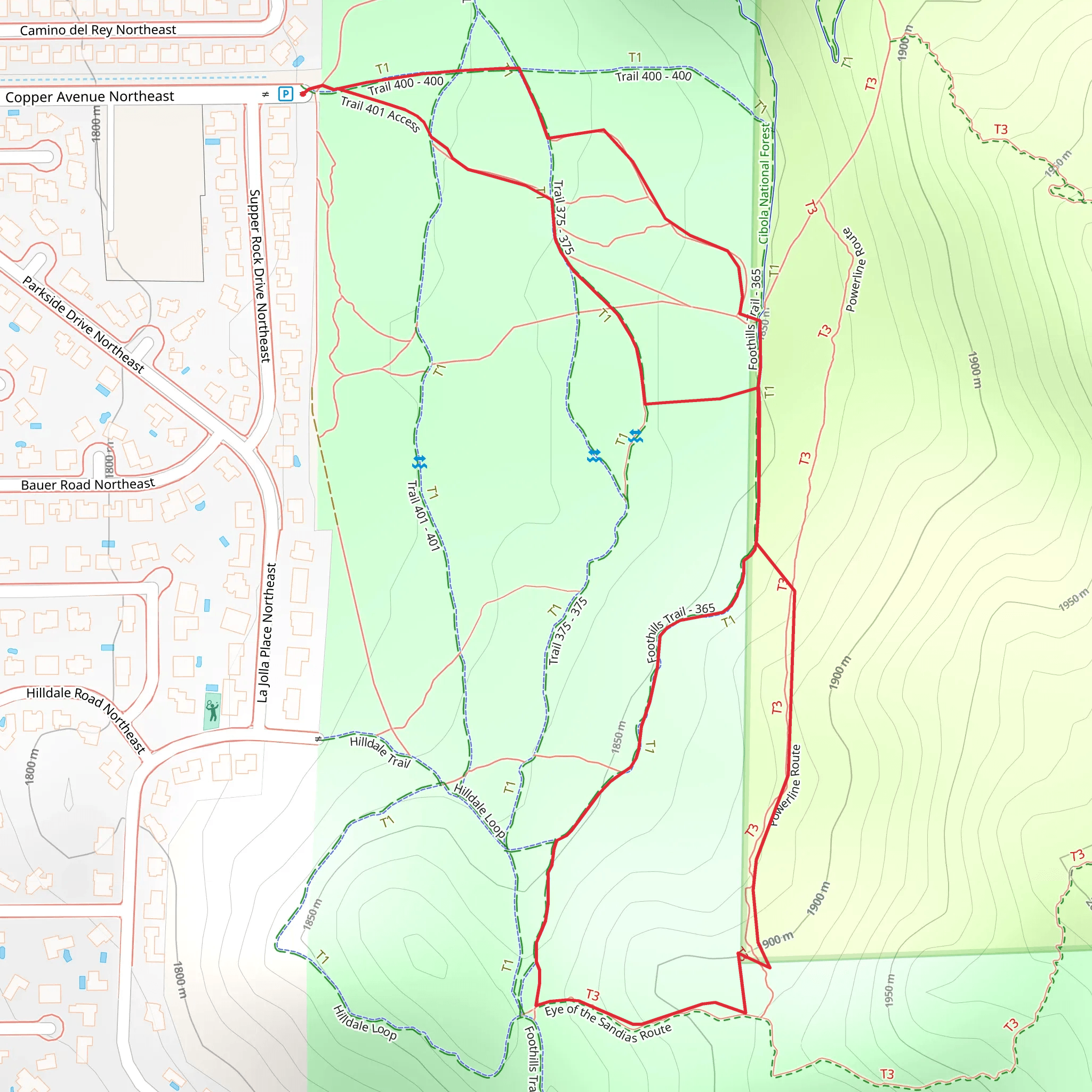 Trail 400 and Foothills Loop Trail mobile static map