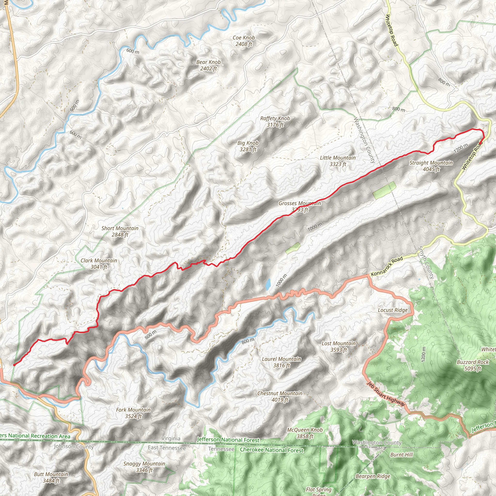 Grosses Mountain via Iron Mountain Trail mobile static map