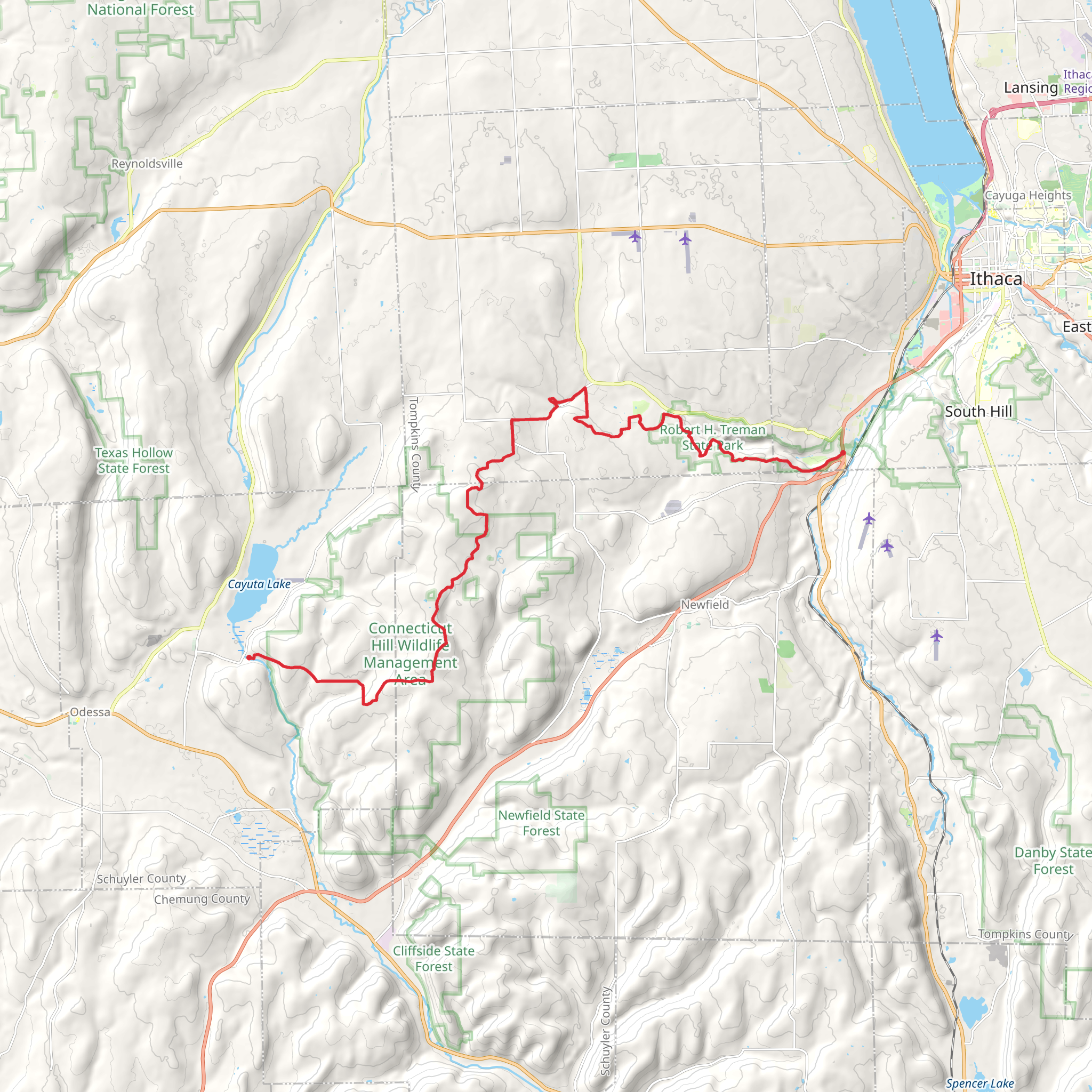 Odessa to south Hill Trail via Finger Lakes Trail mobile static map