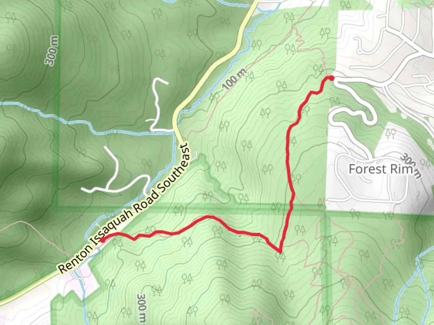 An image depicting the trail Bullitt Fireplace and West Access Trail and its surrounding area.