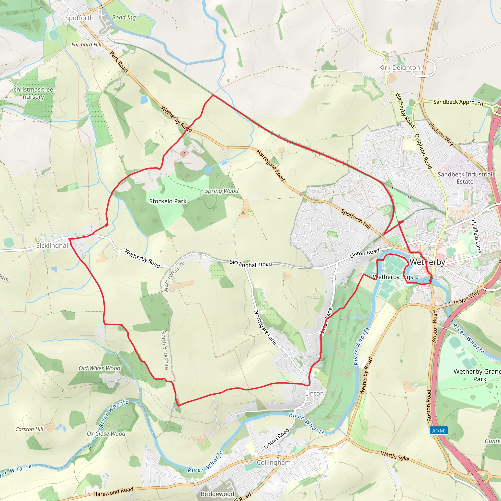 Sicklinghall - Stockeld Park - Wetherby and Linton mobile static map
