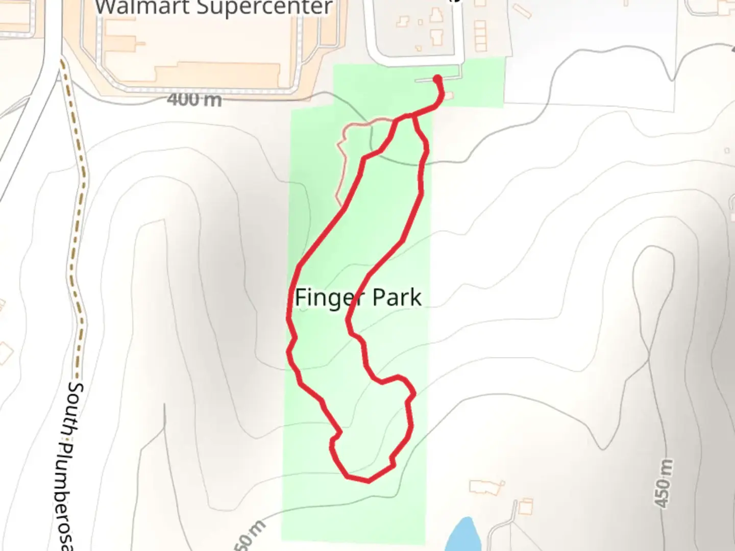 An image depicting the trail Finger Park Loop and its surrounding area.