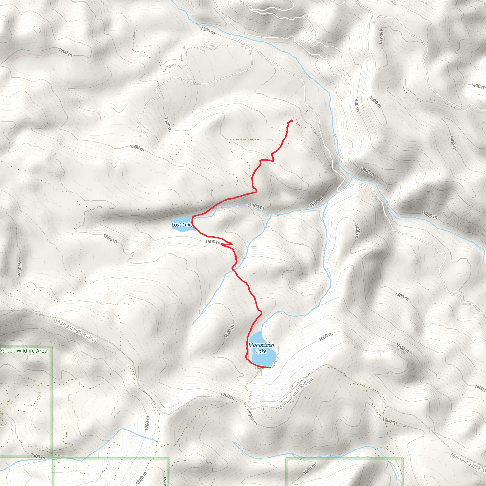 Manastash Lake and Lost Lake Trail mobile static map