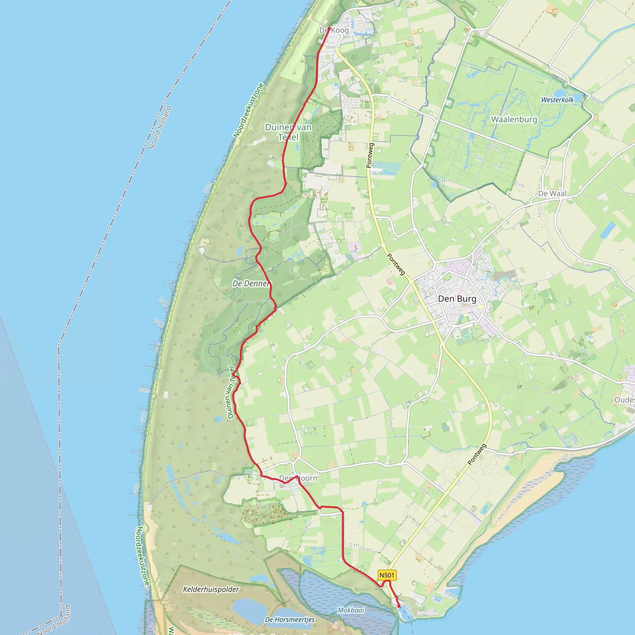 Veerhaven to Badweg via De Dennen and Duinpark mobile static map