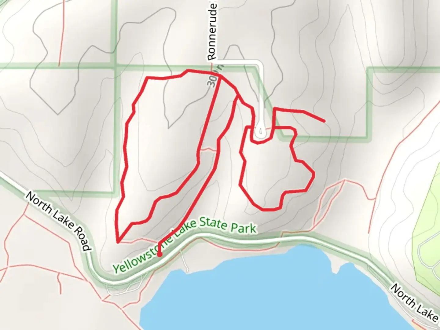 An image depicting the trail Prairie Loop and Oak Ridge Trail and its surrounding area.