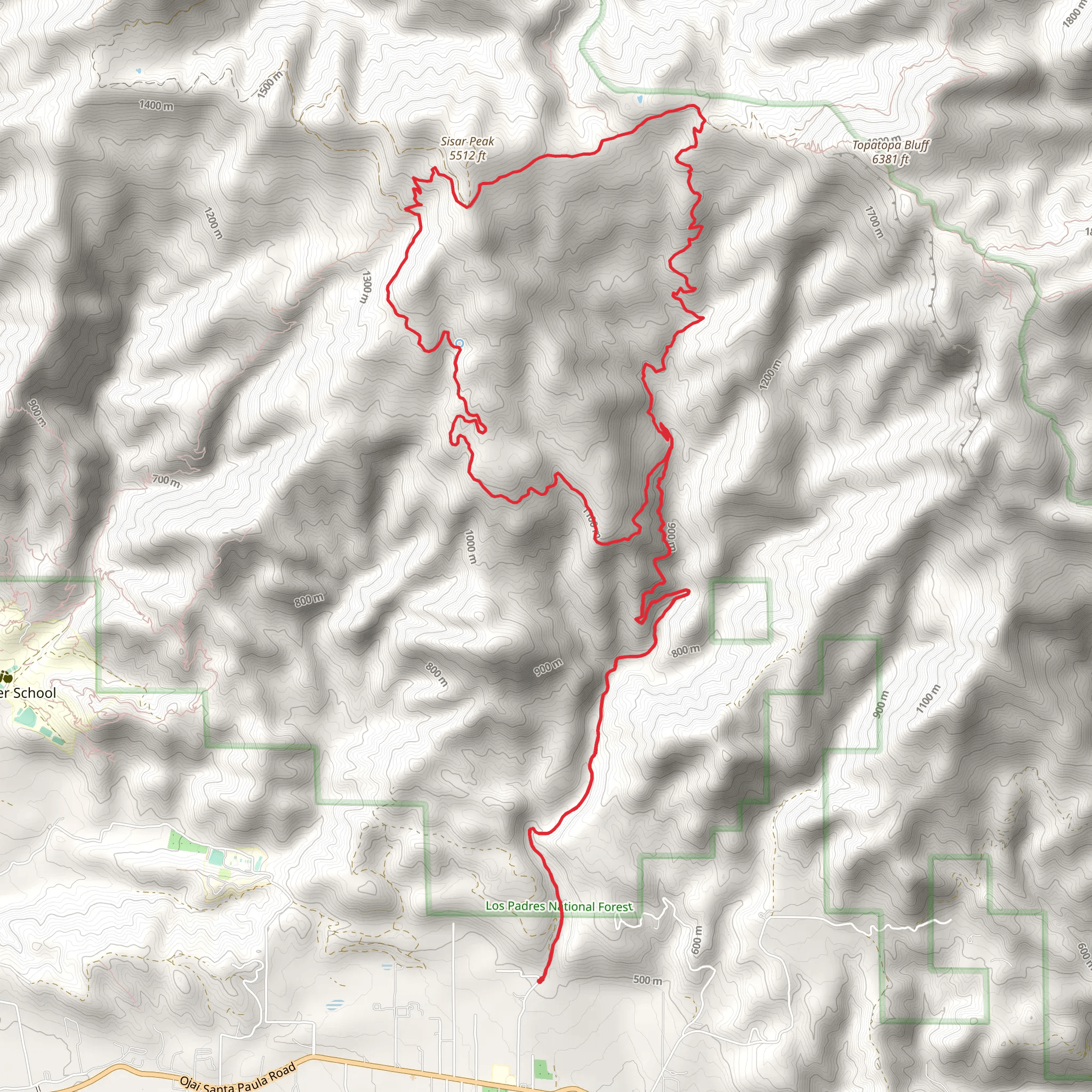 Sisar Canyon Road, Red Reef and Horn Canyon Loop Trail mobile static map