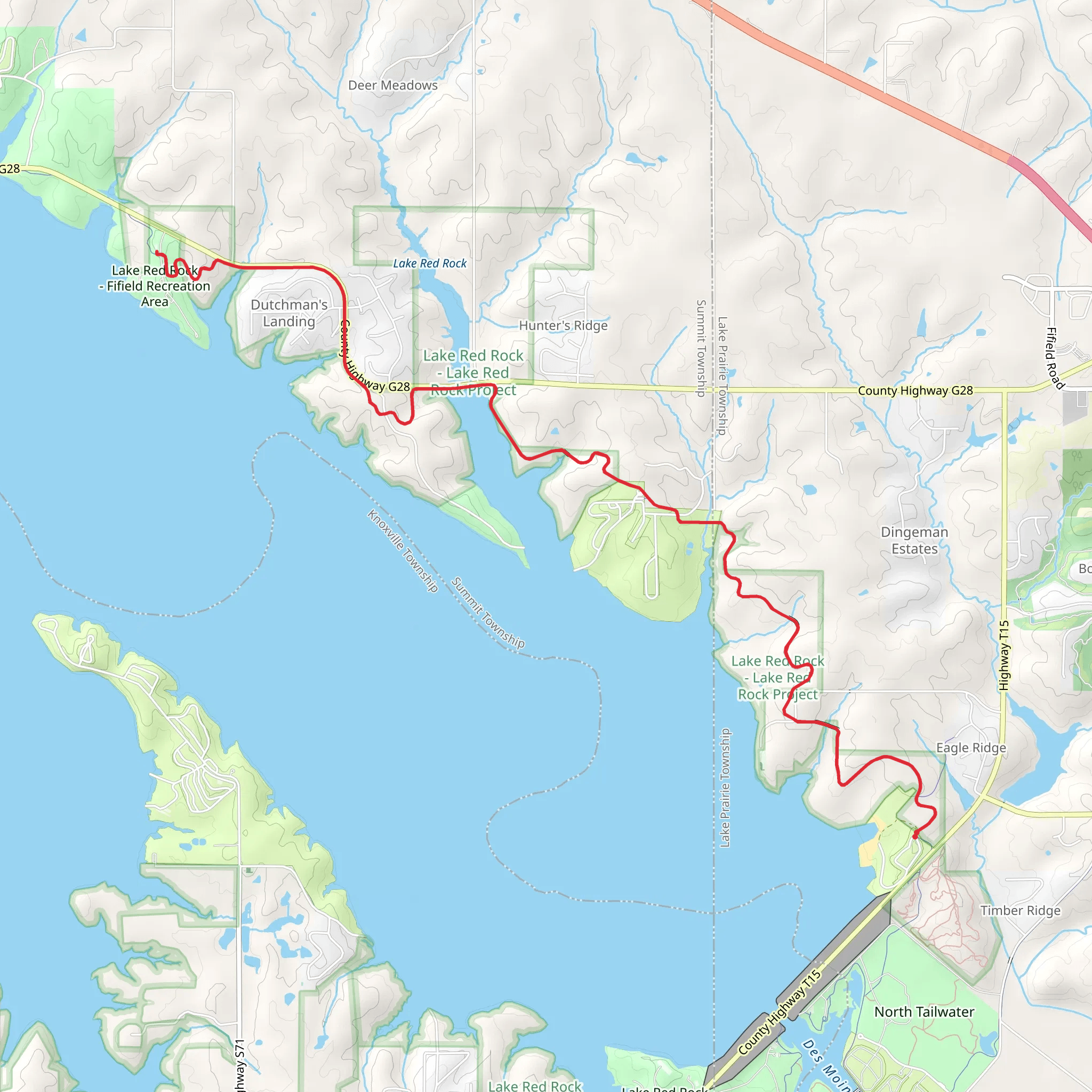Lake Red Rock East Shore Walk from North Overlook Camp mobile static map