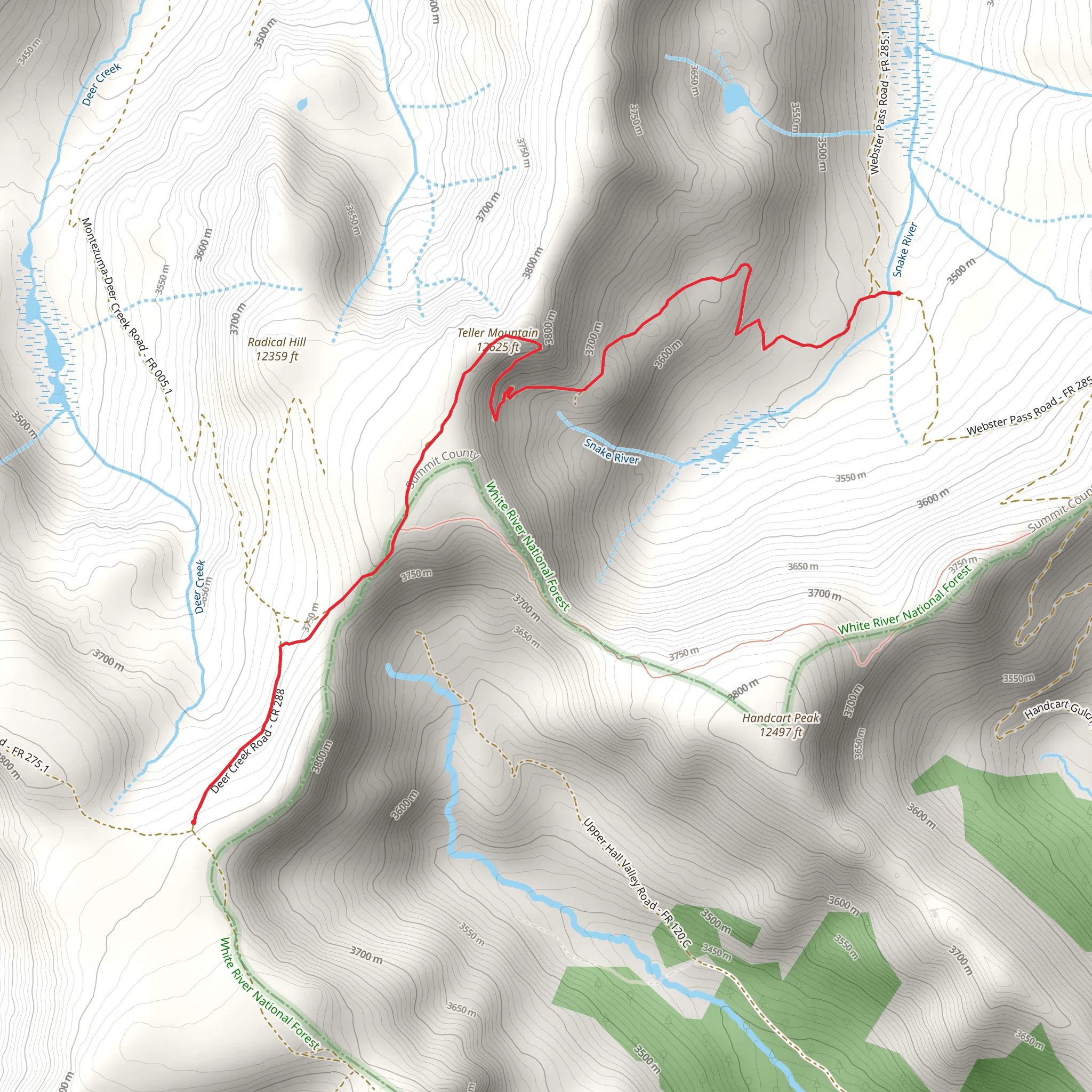 Teller Mountain via CDT mobile static map