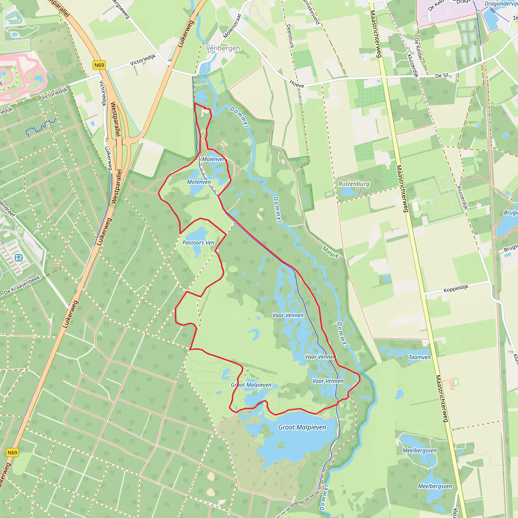 Moleven, Vaar Vennen and De Malpie Loop mobile static map