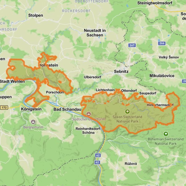 Saxon Switzerland National Park mobile static map
