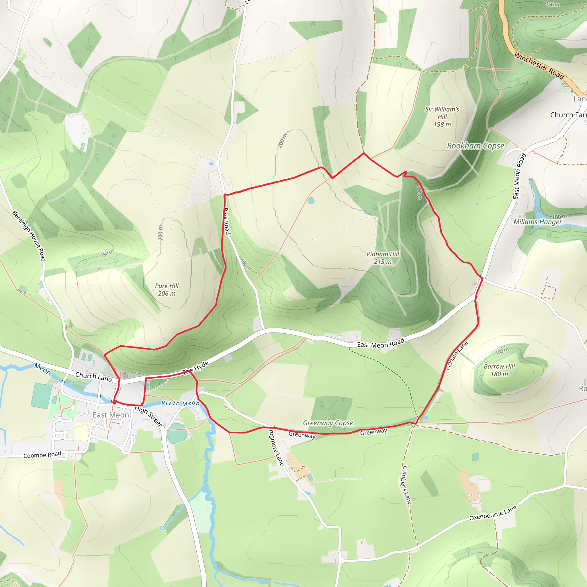 Above East Meon Walk mobile static map