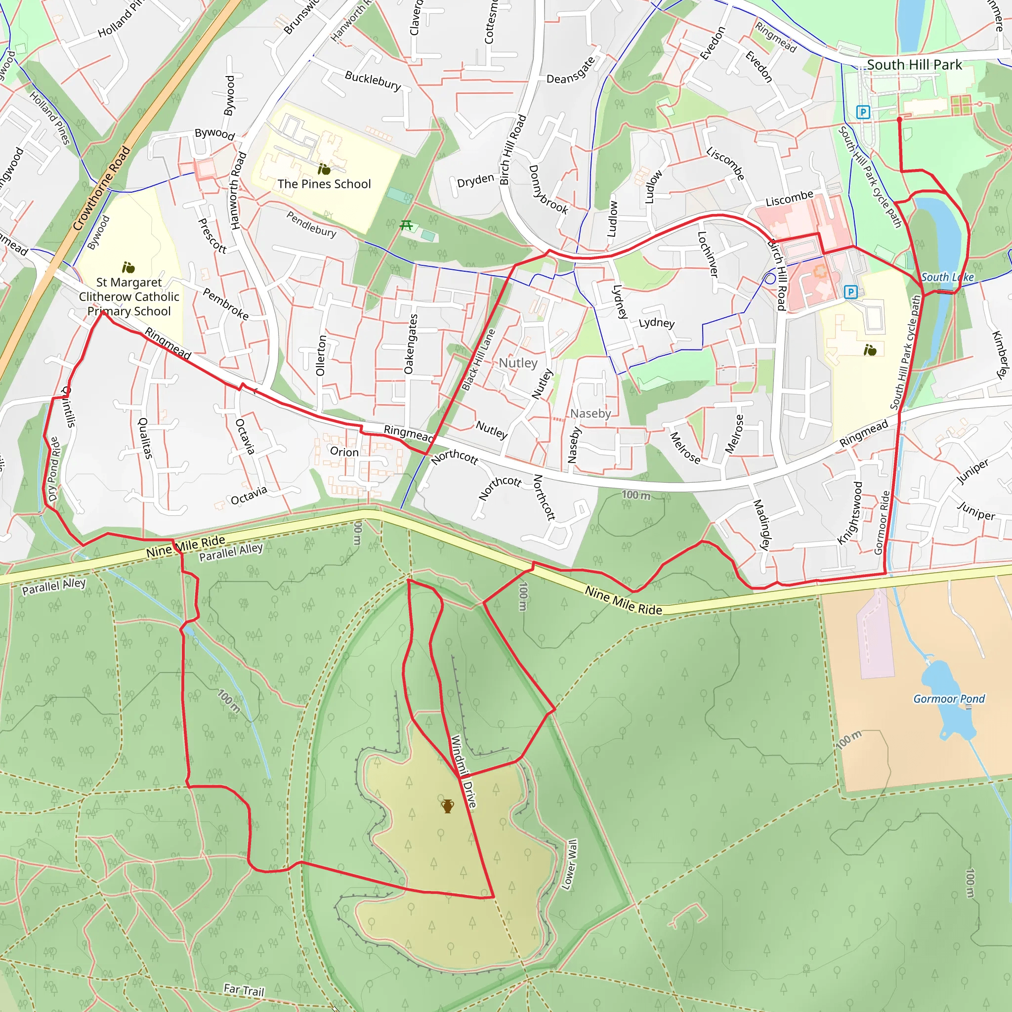 Caesar's Camp and Birch Hill mobile static map