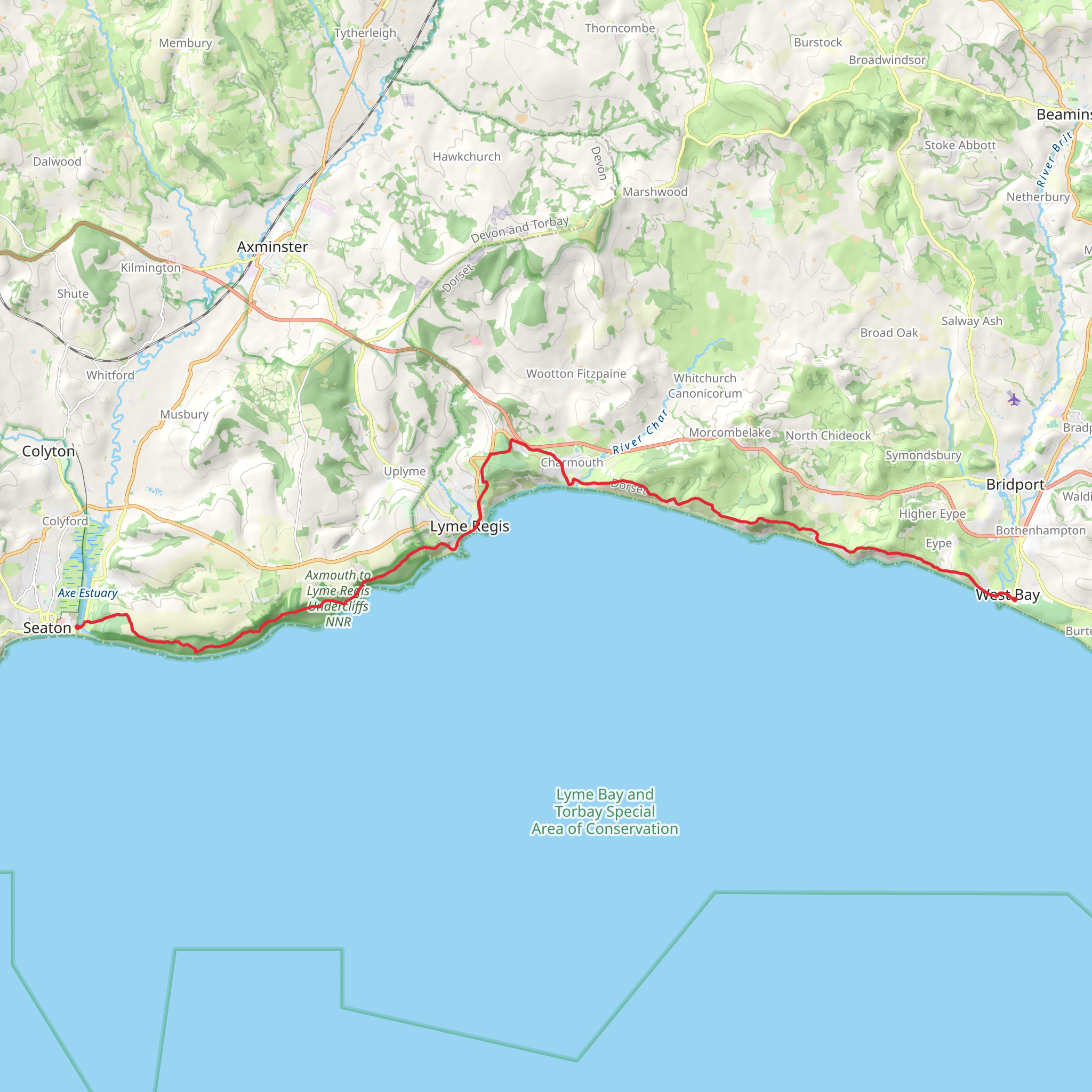 Haven Cliffs Naturist Beach, Golden Cap and Thorncombe Beacon mobile static map