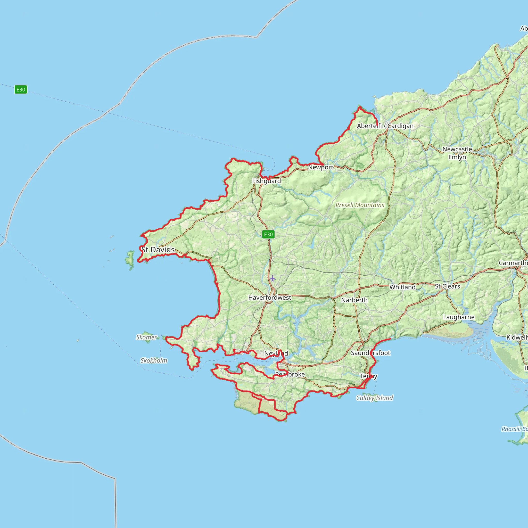 Pembrokeshire Coast Path mobile static map