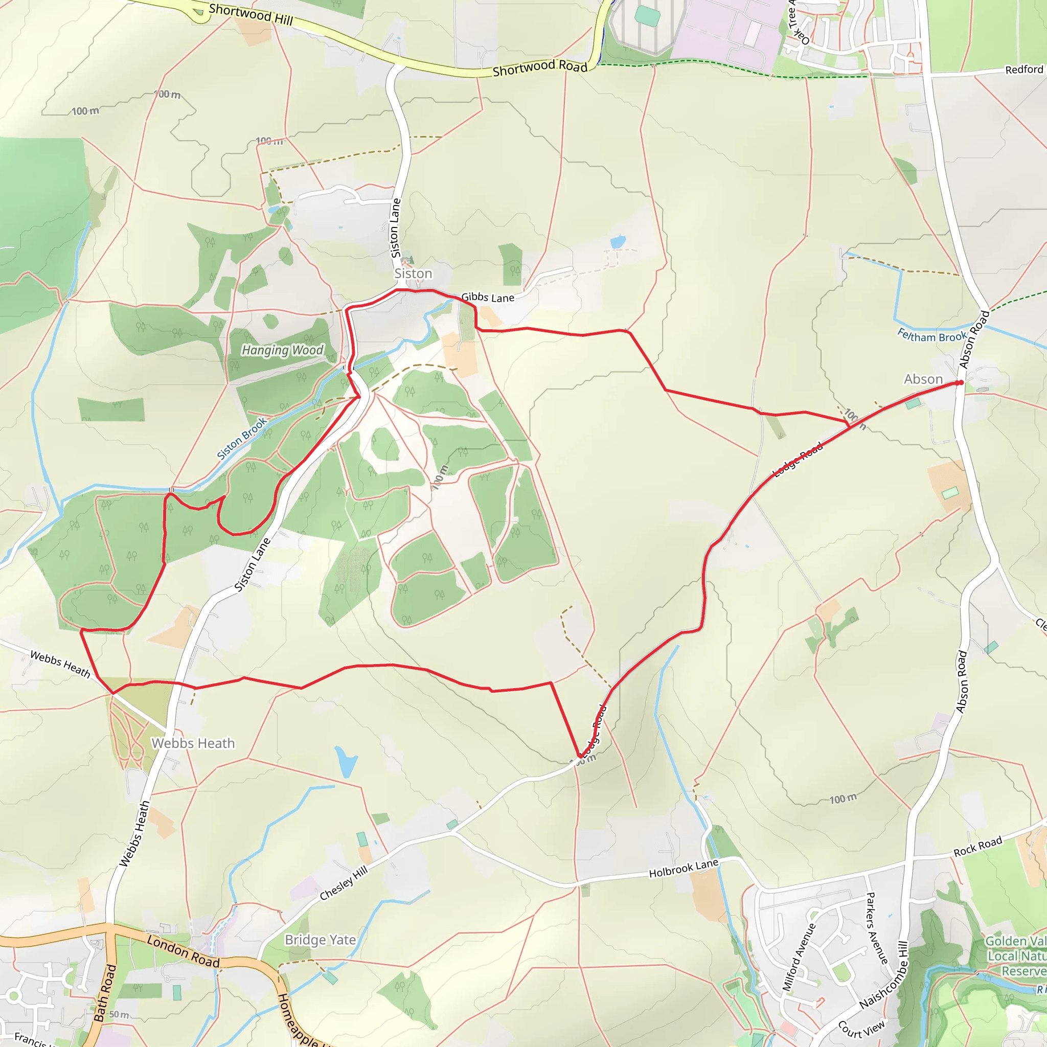 Abson, Siston and Webbs Heath Loop mobile static map