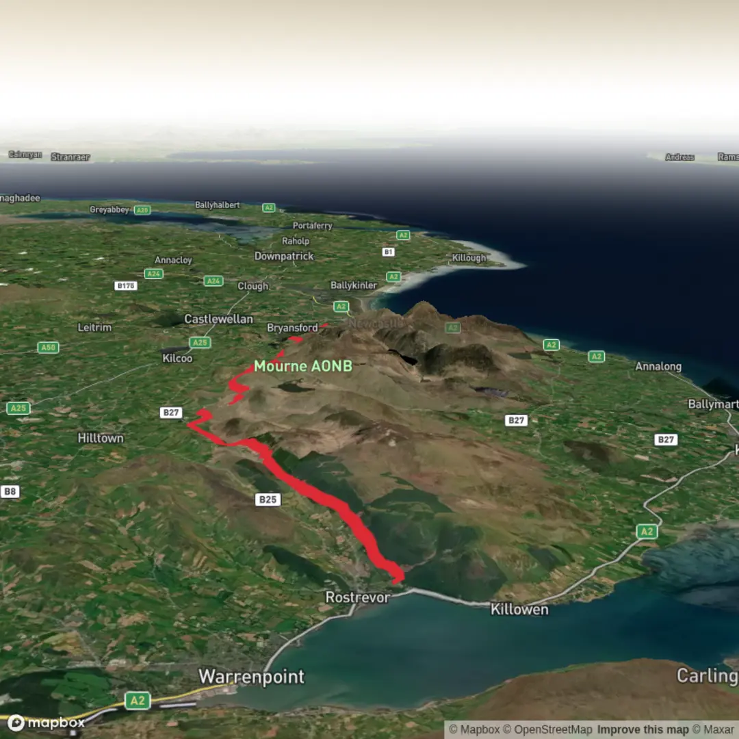 An image depicting the trail Kilbroney Park - Newcastle and its surrounding area.