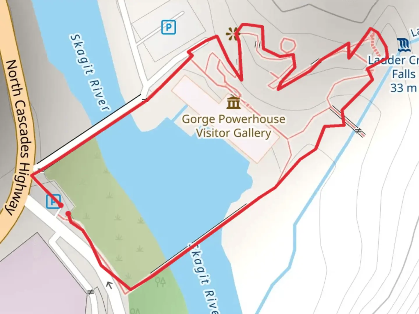 An image depicting the trail Ladder Creek Falls Trail and its surrounding area.