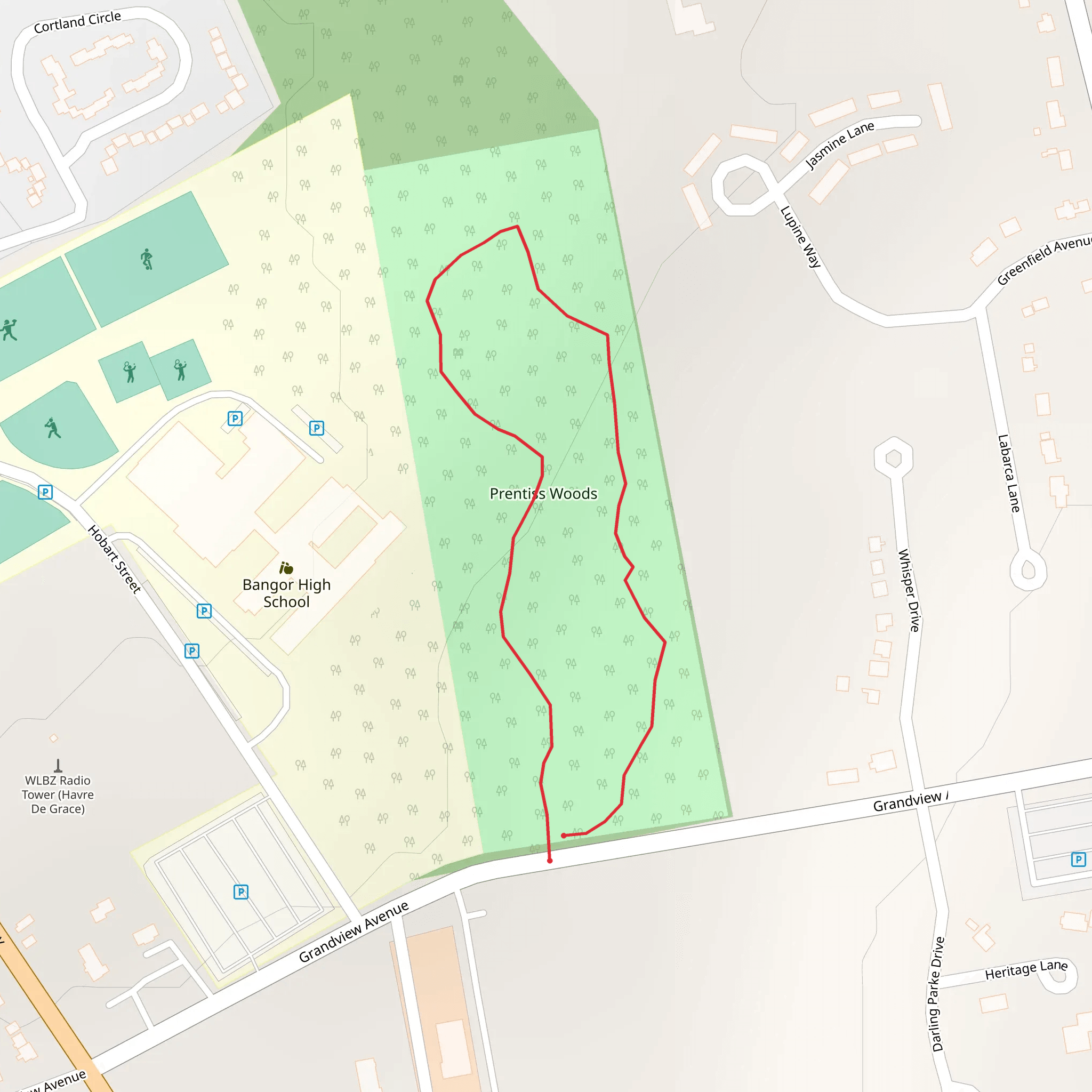 Prentiss Woods Loop mobile static map