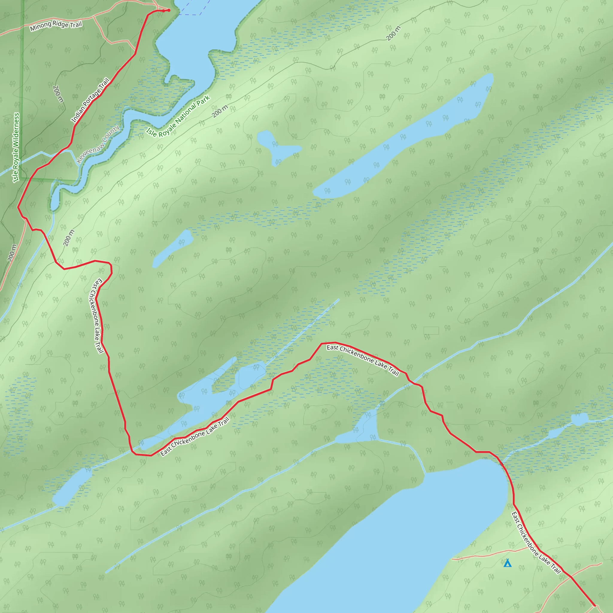 East Chickenbone Lake via McCargoe Cove Campground Trail mobile static map