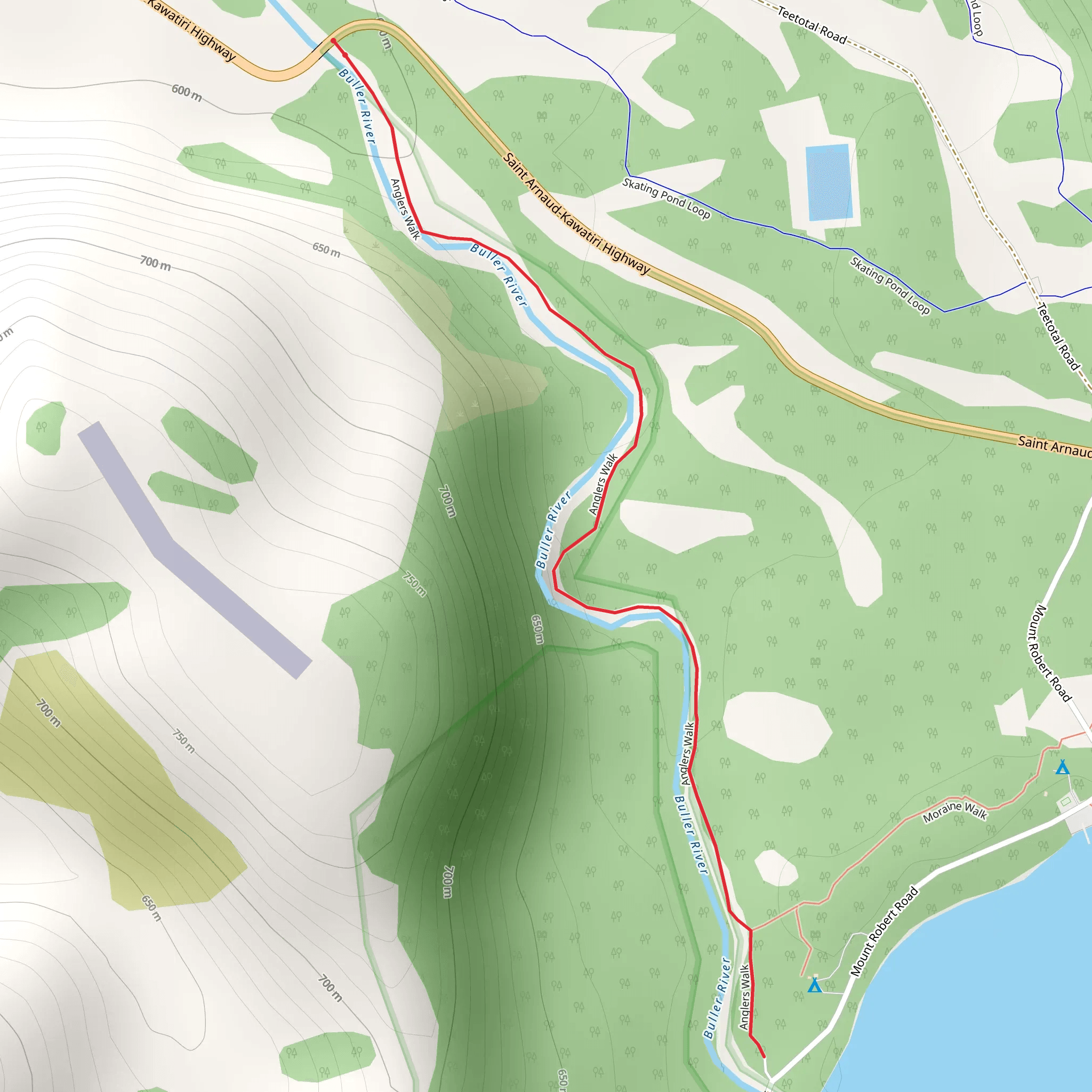 Lake Rotoiti - West Bay - Anglers Walk mobile static map