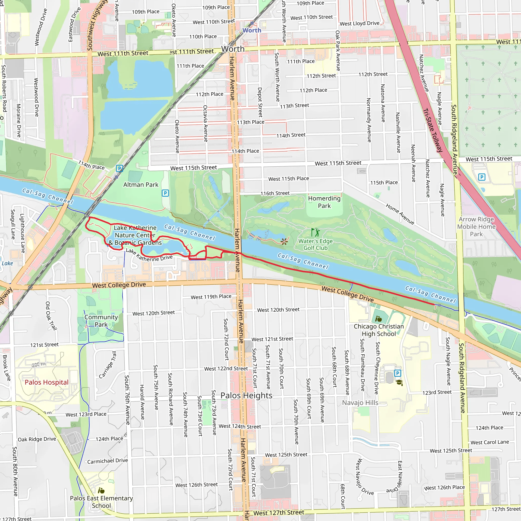 Lake Katherine and Cal-Sag Loop Trail mobile static map