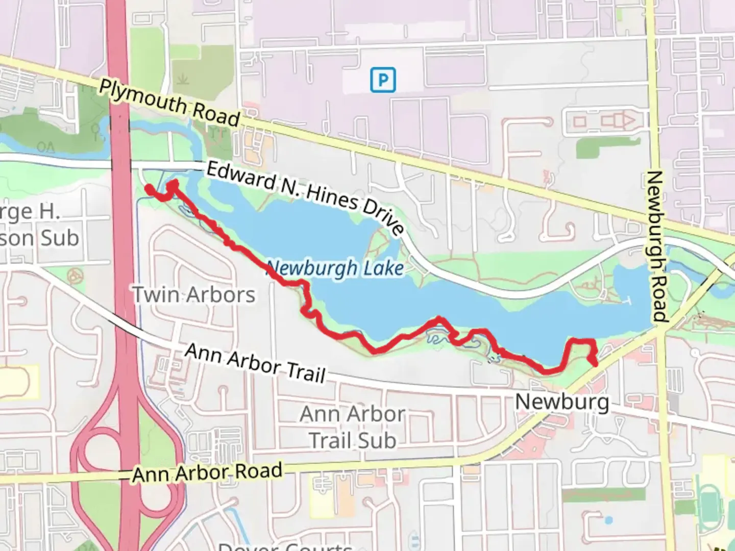 An image depicting the trail Lakeview Trail EB and WB and its surrounding area.