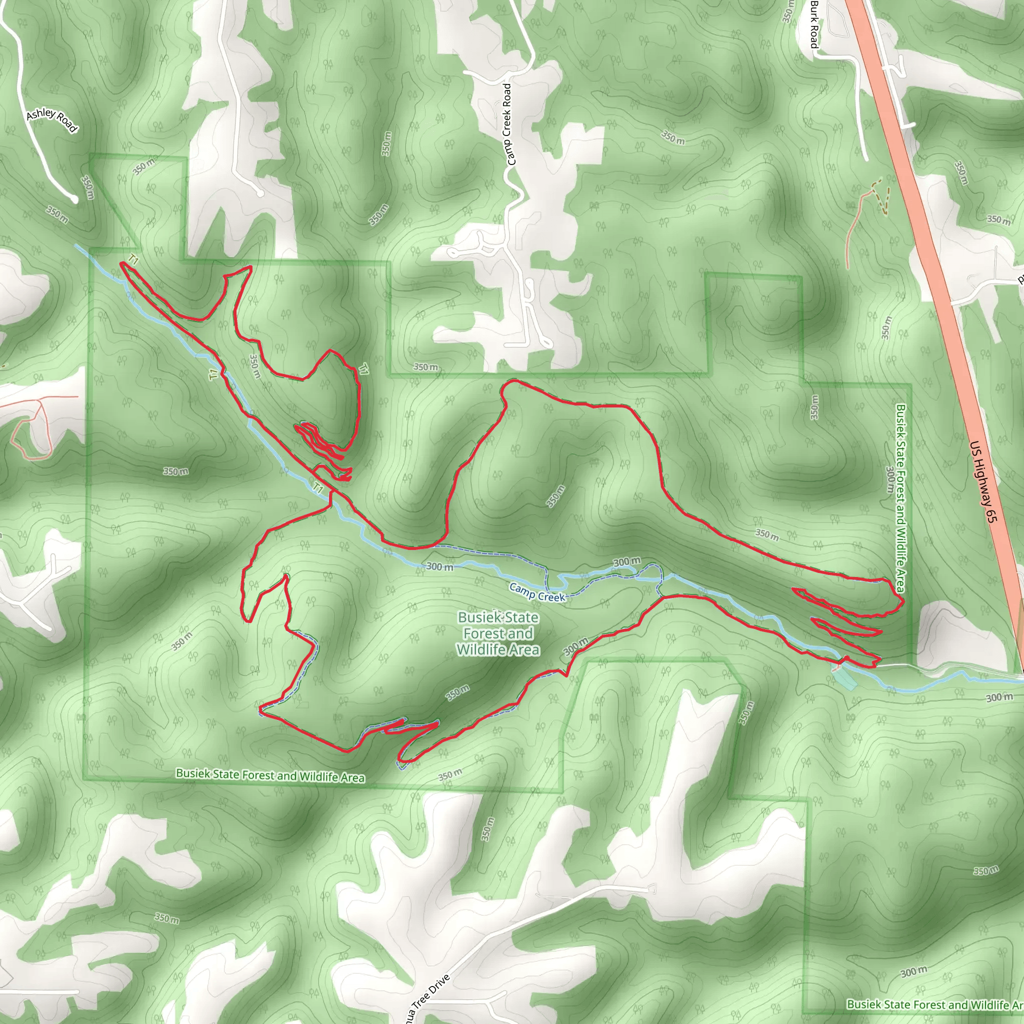 Busiek Purple - Orange - White Loop Trail mobile static map